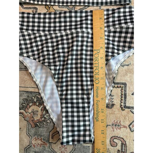 Reformation Two Piece Gingham Bikini Set Black and White Swim Suit Beach Vacay - Picture 14 of 14